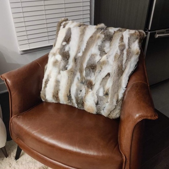 Large Square Cushion Made from Rabbit Fur - Picture 1 of 3